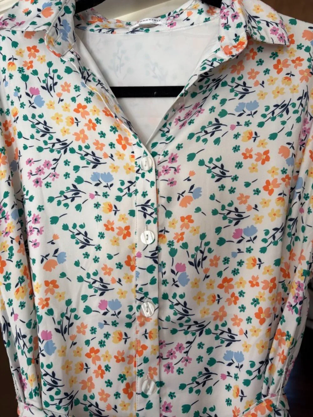 NWOT Summersalt White Floral Belted Shirt Dress. Size M - Picture 4 of 15